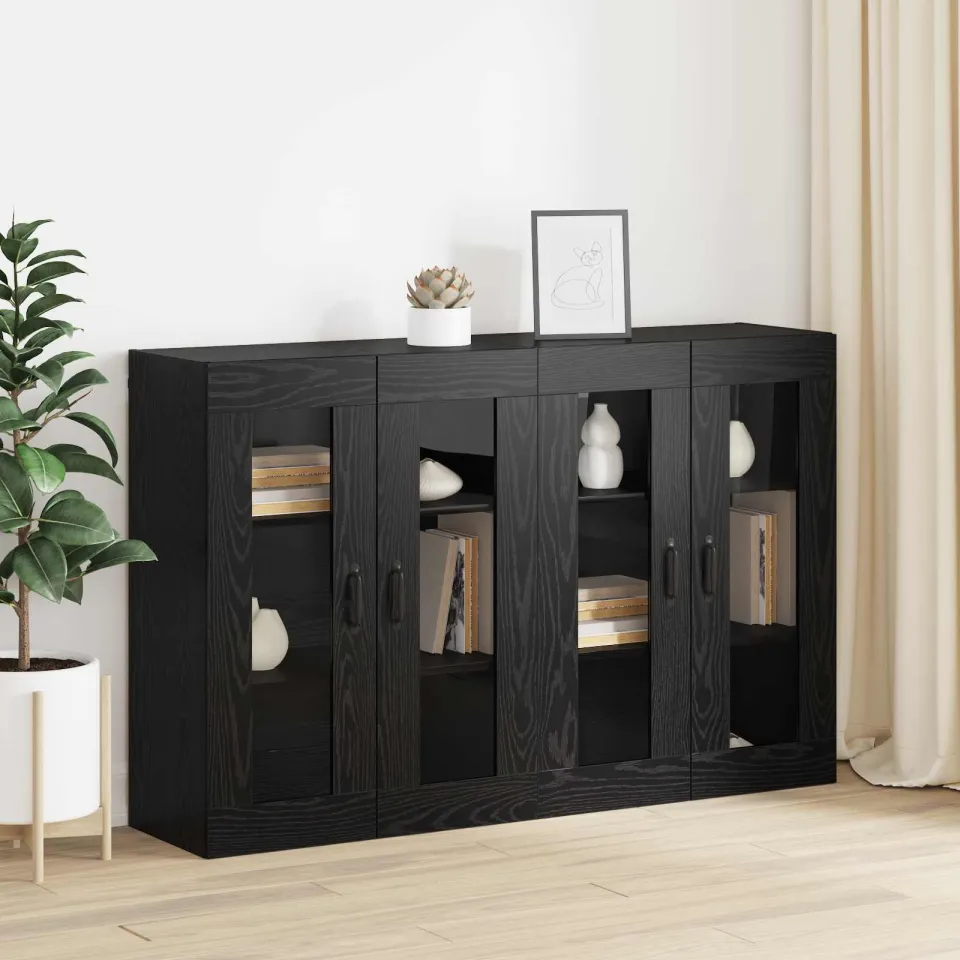 vidaXL Wandgemonteerde Kasten 2 st Zwart eiken 69,5 x 34 x 90 cm, foto 4