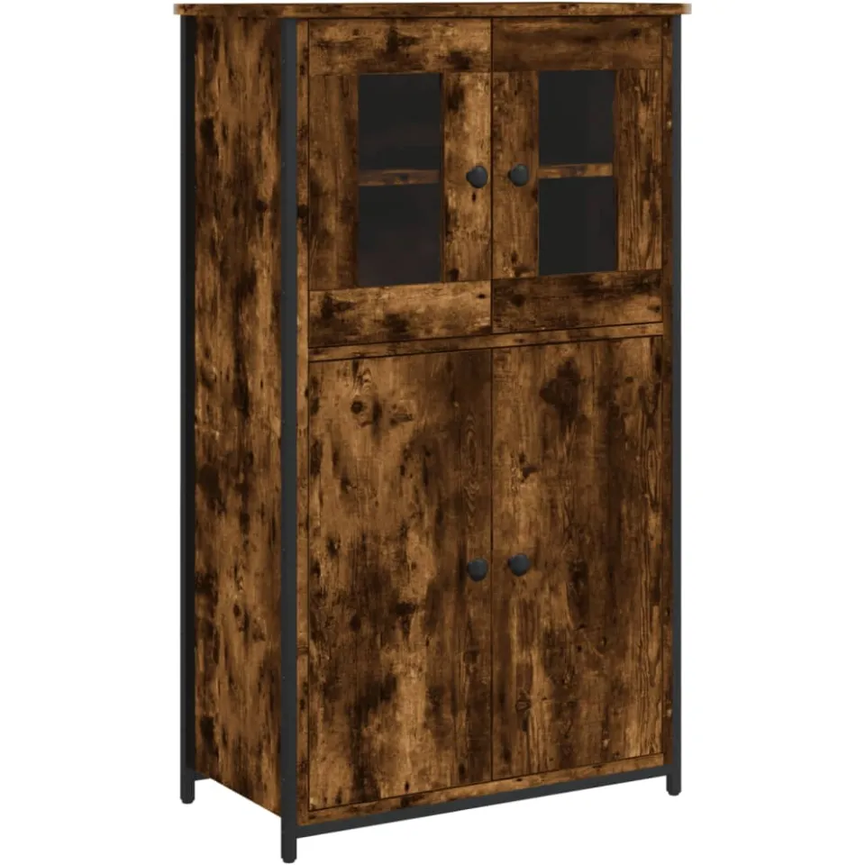 vidaXL Hoge kast 62x32x106,5 cm bewerkt hout gerookt eikenkleurig, foto 3