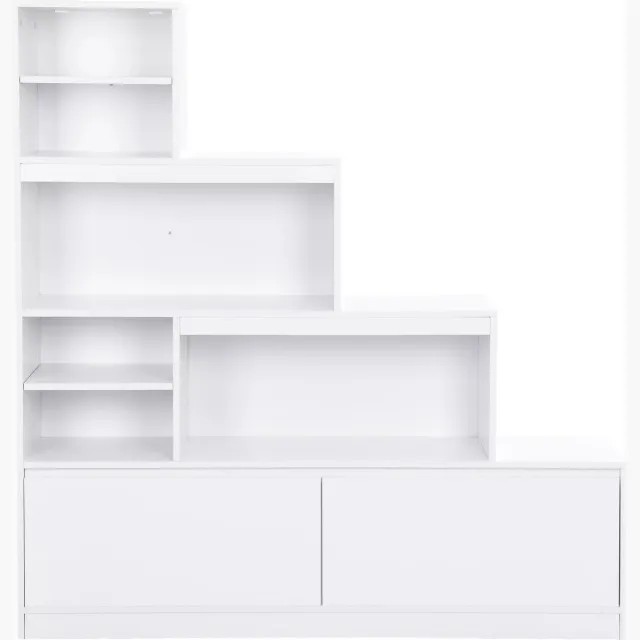Vente-unique Schoenenmeubel met 2 deurtjes en 6 nissen met ledverlichting van MDF - Wit - LOVILA