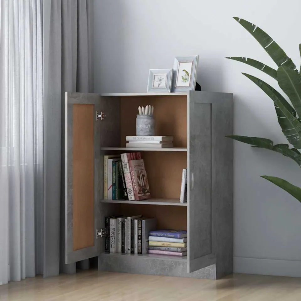 vidaXL Boekenkast 82,5x30,5x115 cm bewerlt hout betongrijs grijs, foto 4