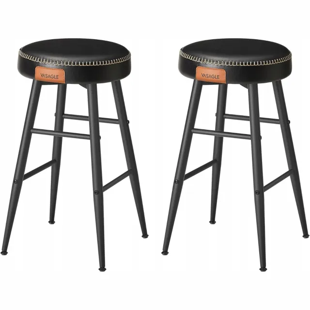 Vasagle Set van 2 zwarte barkrukken met PU-lederen zitting, Mid-Century stijl Black