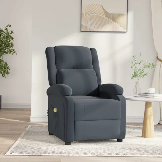 vidaXL Massagestoel elektrisch fluweel donkergrijs grijs, foto 2