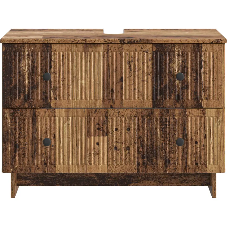 vidaXL Badkamer wastafelkast EDE Oud hout 82 x 41 x 59 cm Bewerkt hout bruin, foto 4