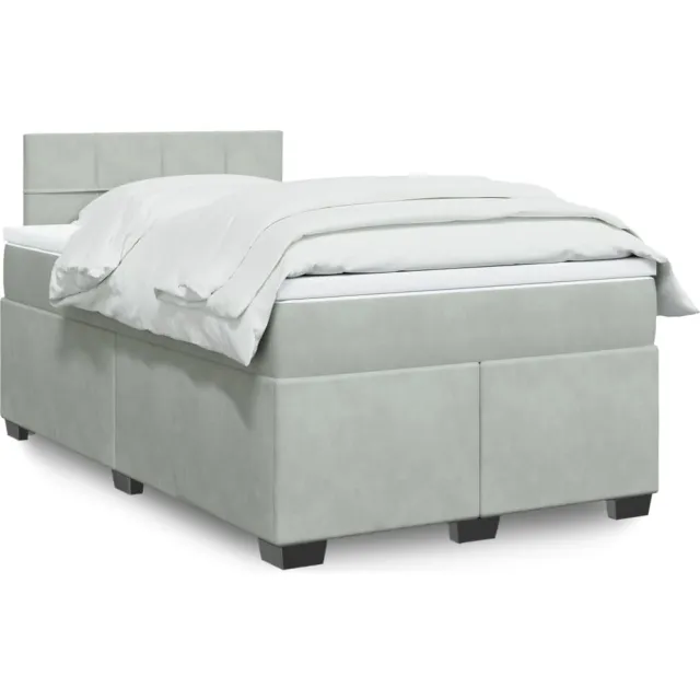 vidaXL Boxspring met matras fluweel lichtgrijs 120x200 cm grijs