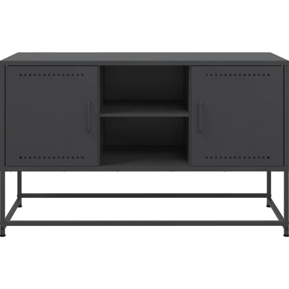 vidaXL Tv-meubel 100,5x39x60,5 cm staal zwart, foto 4