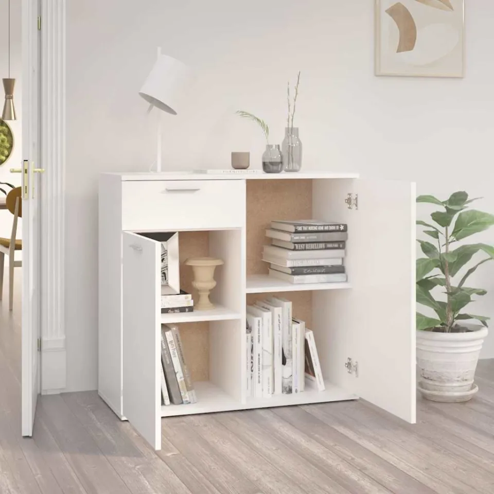 vidaXL Dressoir 80x36x75 cm bewerkt hout wit, foto 3