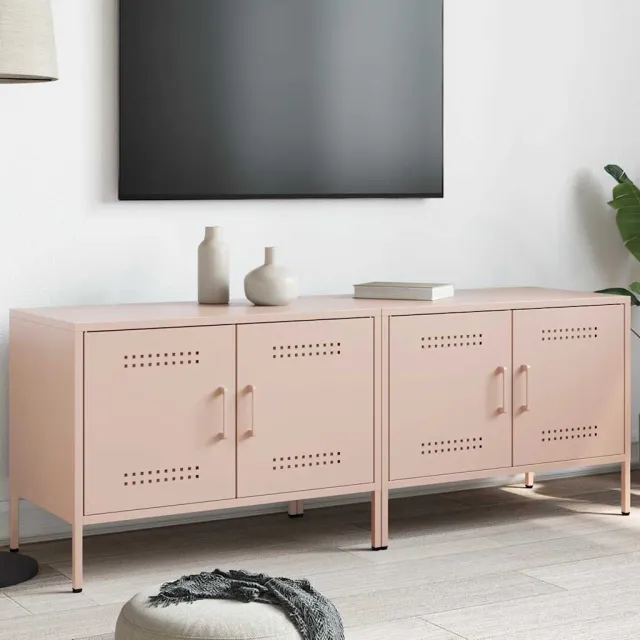 vidaXL Tv-meubelen 2 st 68x39x50,5 cm staal roze, foto 2