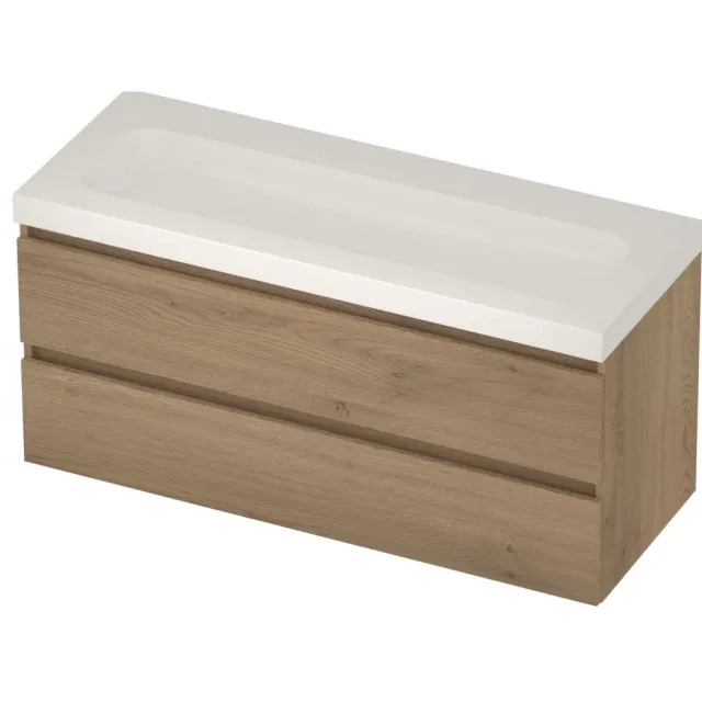 Basic-Line Moby 46 Badmeubelset Polystone 120x46x58 cm M46GWEPO1200 Pure Oak Glans Wit