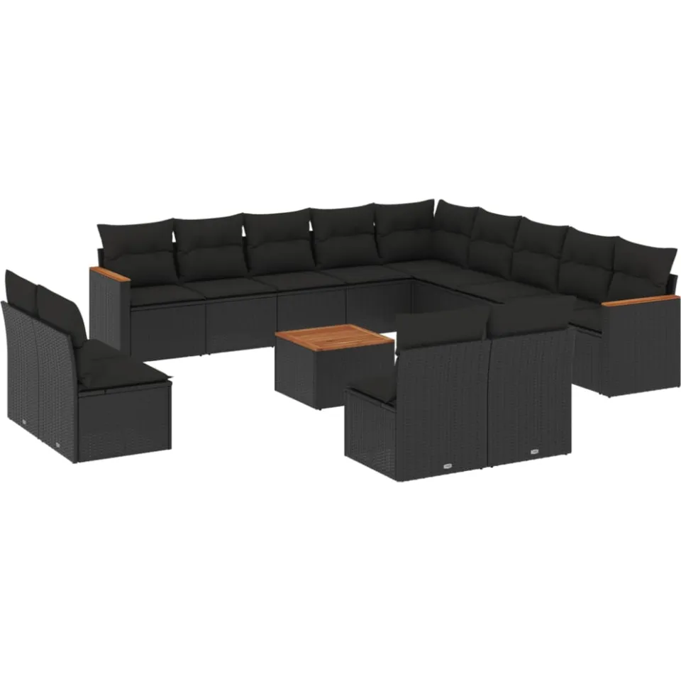 vidaXL Patio Sofa Set Black, foto 3