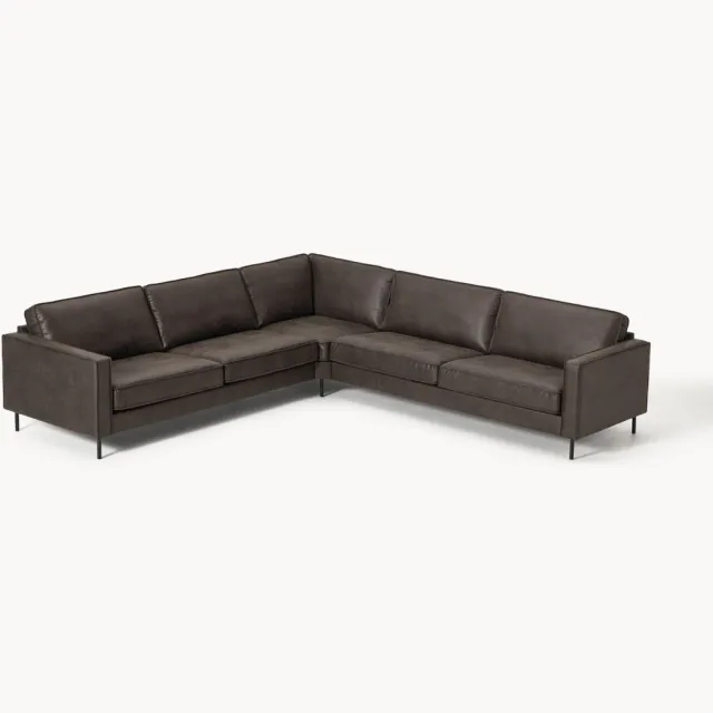 Westwing Collection XL leren hoekbank Hunter taupe