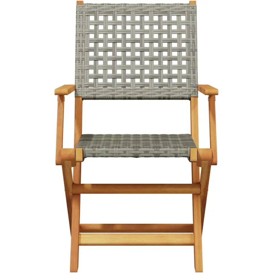 vidaXL 3-delige Bistroset poly rattan en massief hout grijs