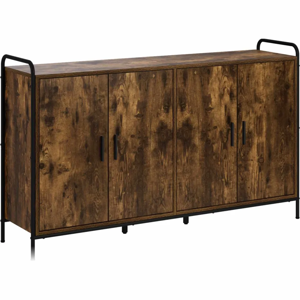 vidaXL Dressoir Gerookt eiken 97 x 33 x 81 cm Bewerkt hout, foto 3