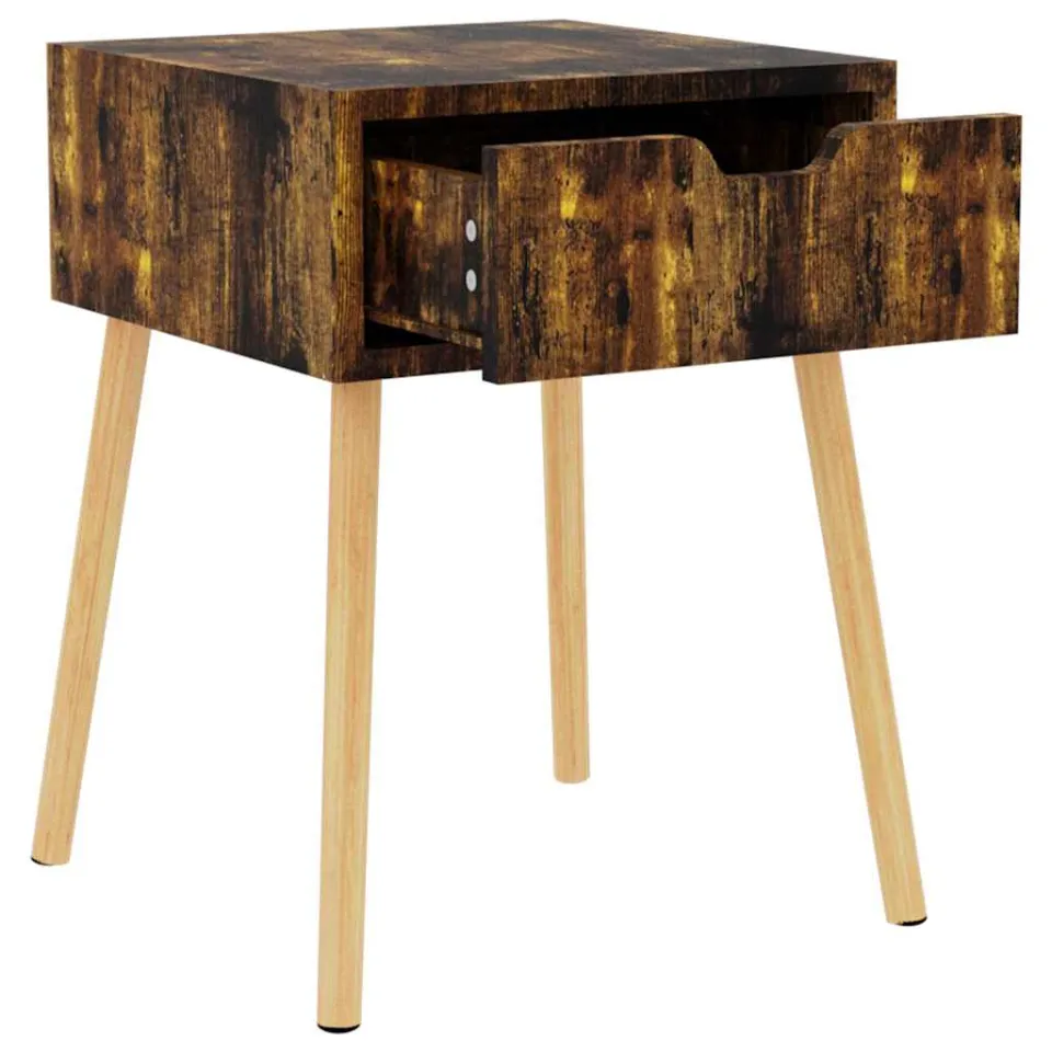 vidaXL Nachtkastje 40x40x56 cm bewerkt hout gerookt eikenkleurig, foto 4