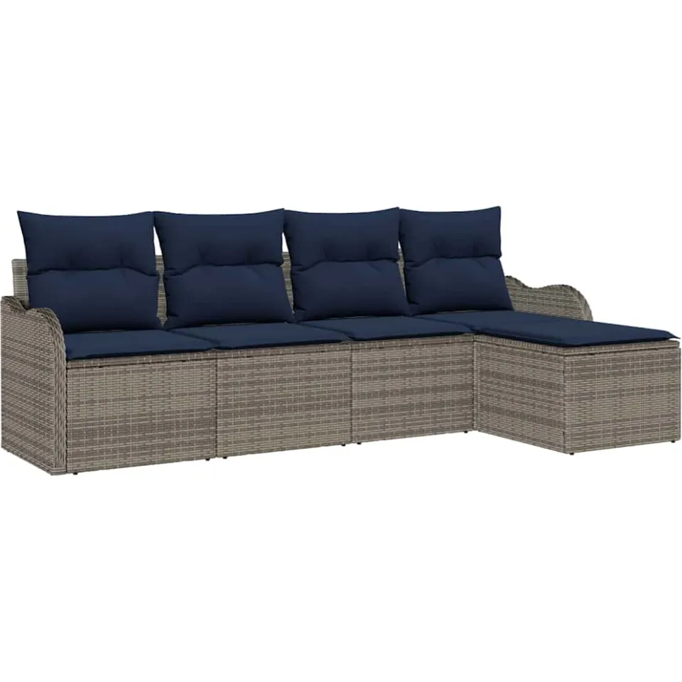 vidaXL Tuin Sofa Set Grijs poly rattan