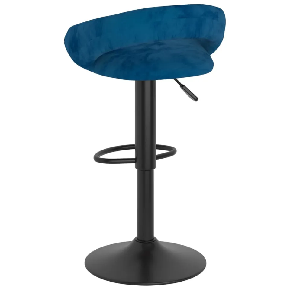 vidaXL Barkrukken 2 st fluweel blauw, foto 3