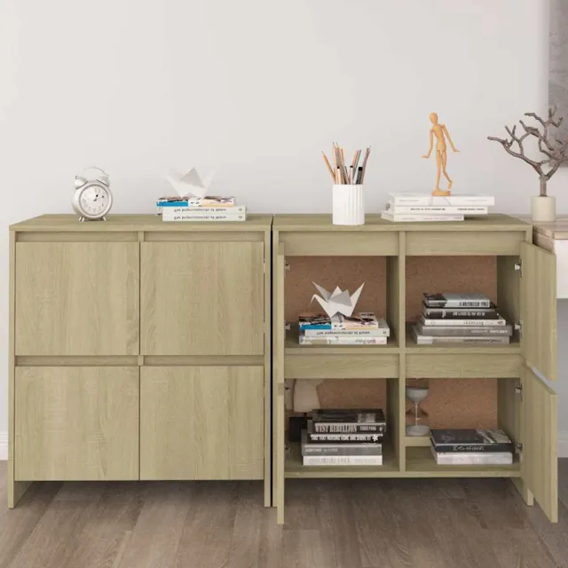 vidaXL Dressoirs 2 st 70x41x75 cm bewerkt hout sonoma eikenkleurig, foto 2