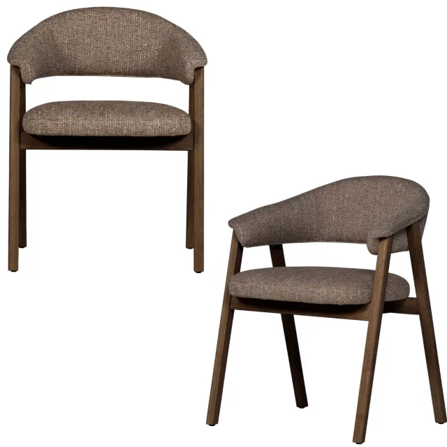 WOOOD Tunar eetkamerstoel met armleuning bruin brown melange