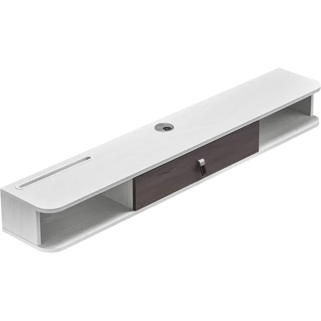 Vevor TV-meubel met Kabelgat, Hangend TV-meubel, Wandmontage, 140cm, Wit