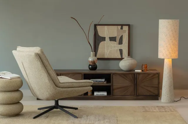WOOOD Milaro Draaifauteuil - Polyester - Naturel Melange - 88x75x94 natural melange