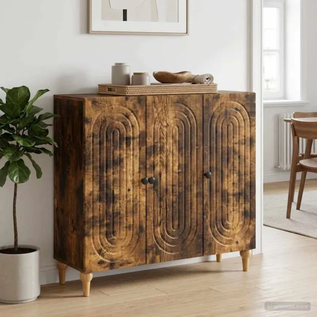 vidaXL Dressoir Gerookt eiken 89 x 34,5 x 80 cm Bewerkt hout Bruin