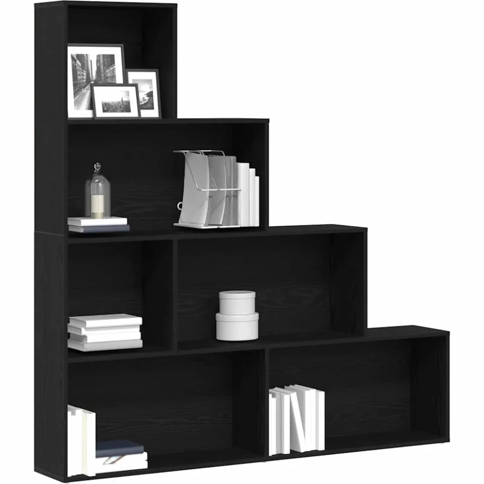 vidaXL Boekenkast 6-laags 155 x 24 x 160 cm Bewerkt hout Zwart Eiken