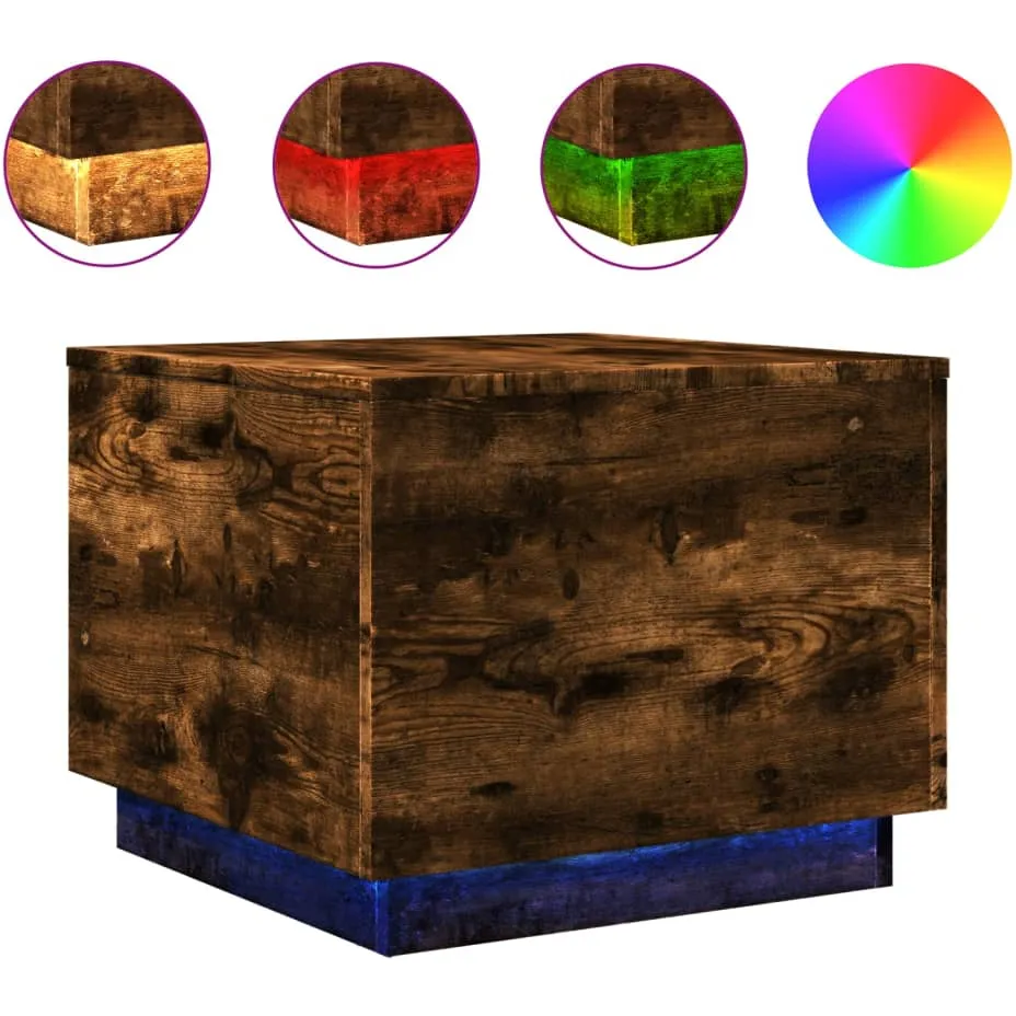 vidaXL Salontafel met metalen poten 50x50x40 cm gerookt eikenkleurig Bruin