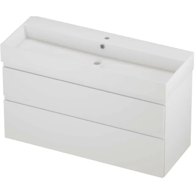 Proline Zara Badmeubelset Porselein Loft 1 Kraangat Asymmetrisch 120x46x73 cm Glans Wit Mat Wit