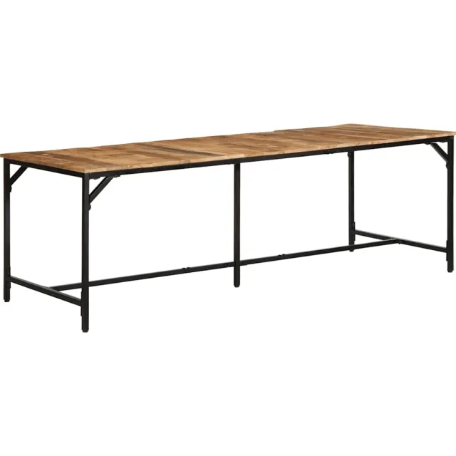 vidaXL Eettafel 220x90x75 cm massief hout ruw mangohout Bruin