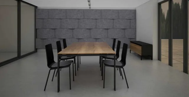 ABC Kantoormeubelen Vergadertafel Cube met zwevend blad 220 cm breed 110 cm diep Antraciet (Ral 7016)/Halifax Eiken