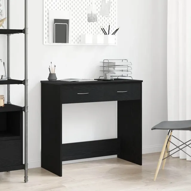 vidaXL Bureau Zwart Eiken Bewerkt hout 80 x 40 x 75 cm, foto 2