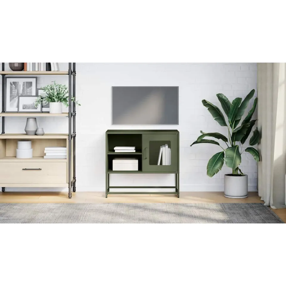 vidaXL Tv-meubel 68x39x60,5 cm staal olijfgroen, foto 2