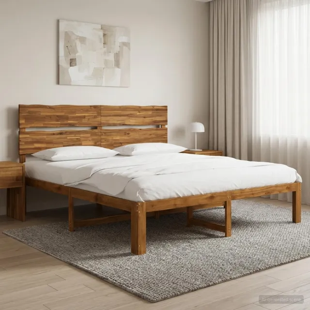 vidaXL Tweepersoonsbed met hoofdeinde ROSTOCK Naturel 180 x 200 cm