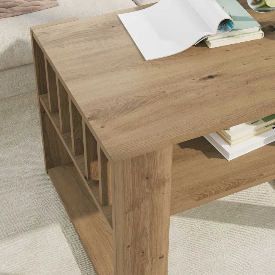 vidaXL Salontafel Artisan Eiken 66 x 49,5 x 45 cm Bewerkt hout, foto 4