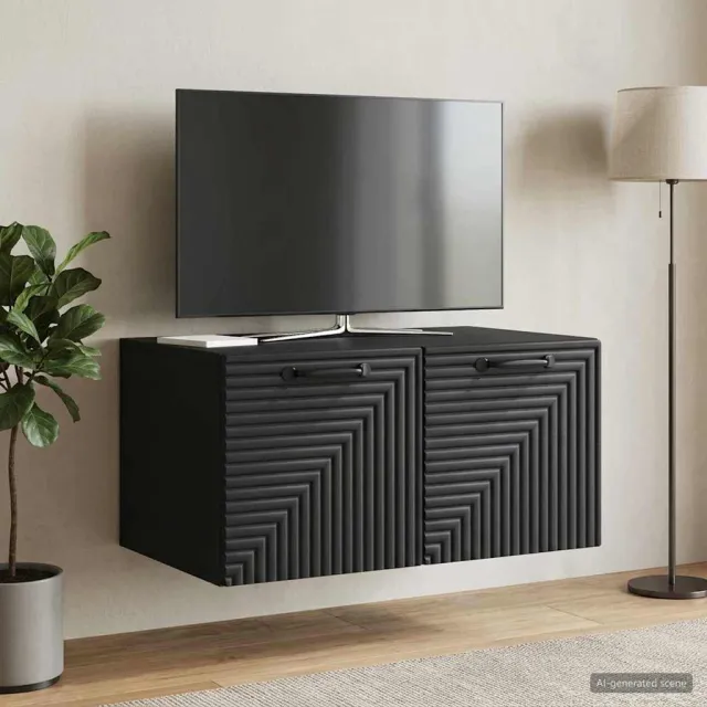 vidaXL Wandbeugel TV-kast Zwart 59,5 x 41 x 30 cm Bewerkt hout
