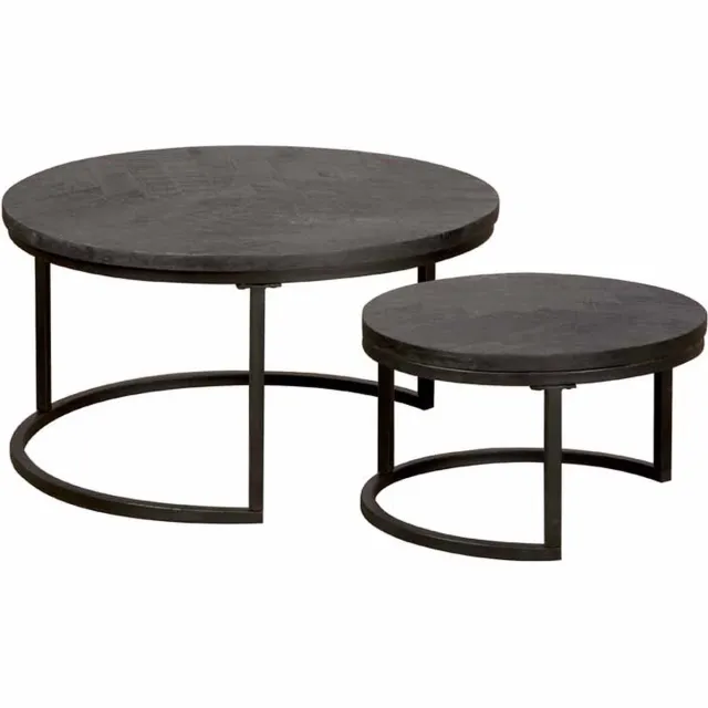 TOFF Viola round set of 2 coffeetable 70/55 - black Zwart