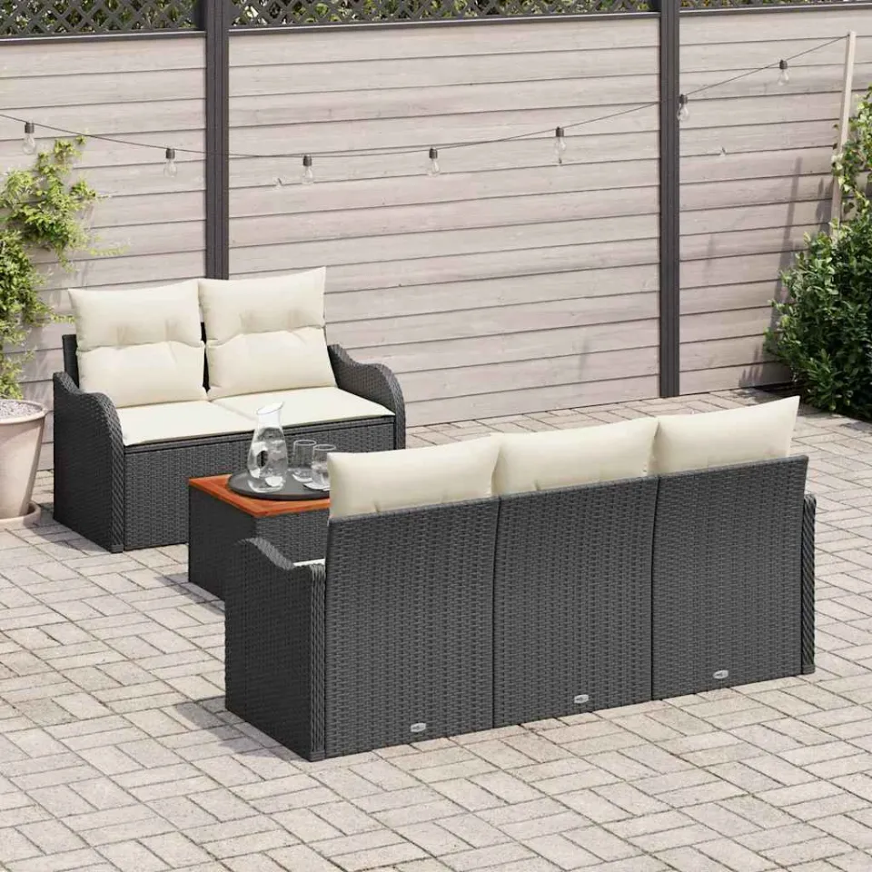 vidaXL Tuinbankenset 6 st Zwart poly rattan, foto 3