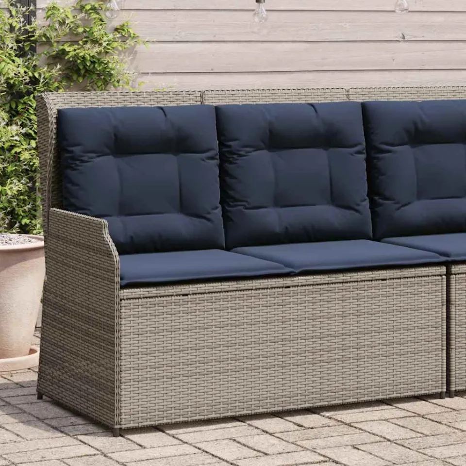 vidaXL Tuinbank Grijs poly rattan, foto 4
