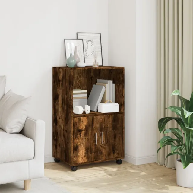 vidaXL Rolkast 55x40x91 cm bewerkt hout gerookt eikenkleurig, foto 2