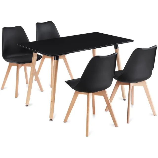 IDIMEX Eethoek SHANNON/ABBY met tafel en 4 stoelen – Zwart