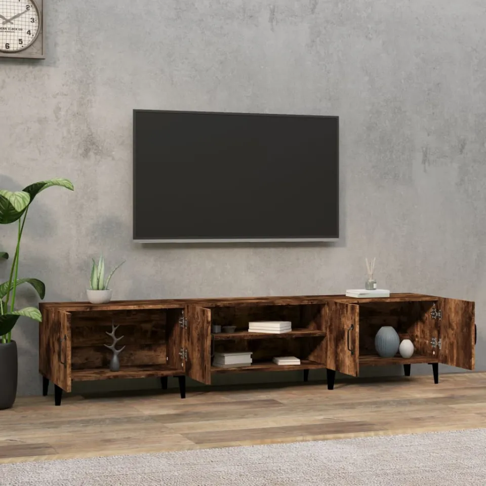 vidaXL Tv-meubel 180x31,5x40 cm bewerkt hout gerookt eikenkleurig, foto 3