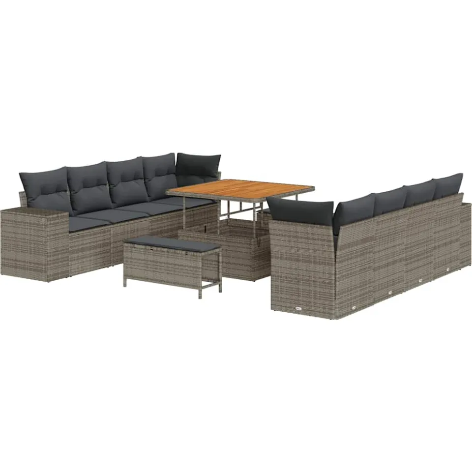 vidaXL Tuin Sofa Set 11 st Grijs poly rattan