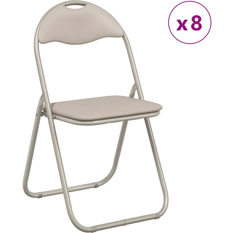 vidaXL Inklapbare stoel 8 st Nep Leer Zand 48 x 43,5 x 81 cm, foto 3