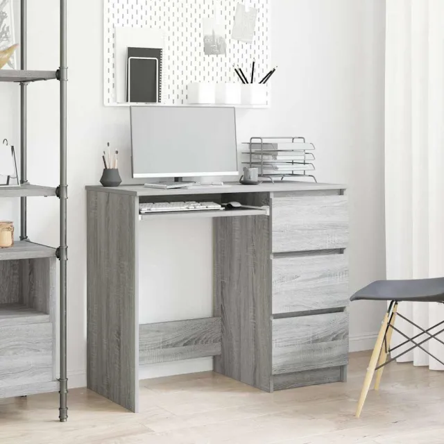 vidaXL Bureau 90x45x76 cm bewerkt hout grijs sonoma eikenkleurig, foto 2