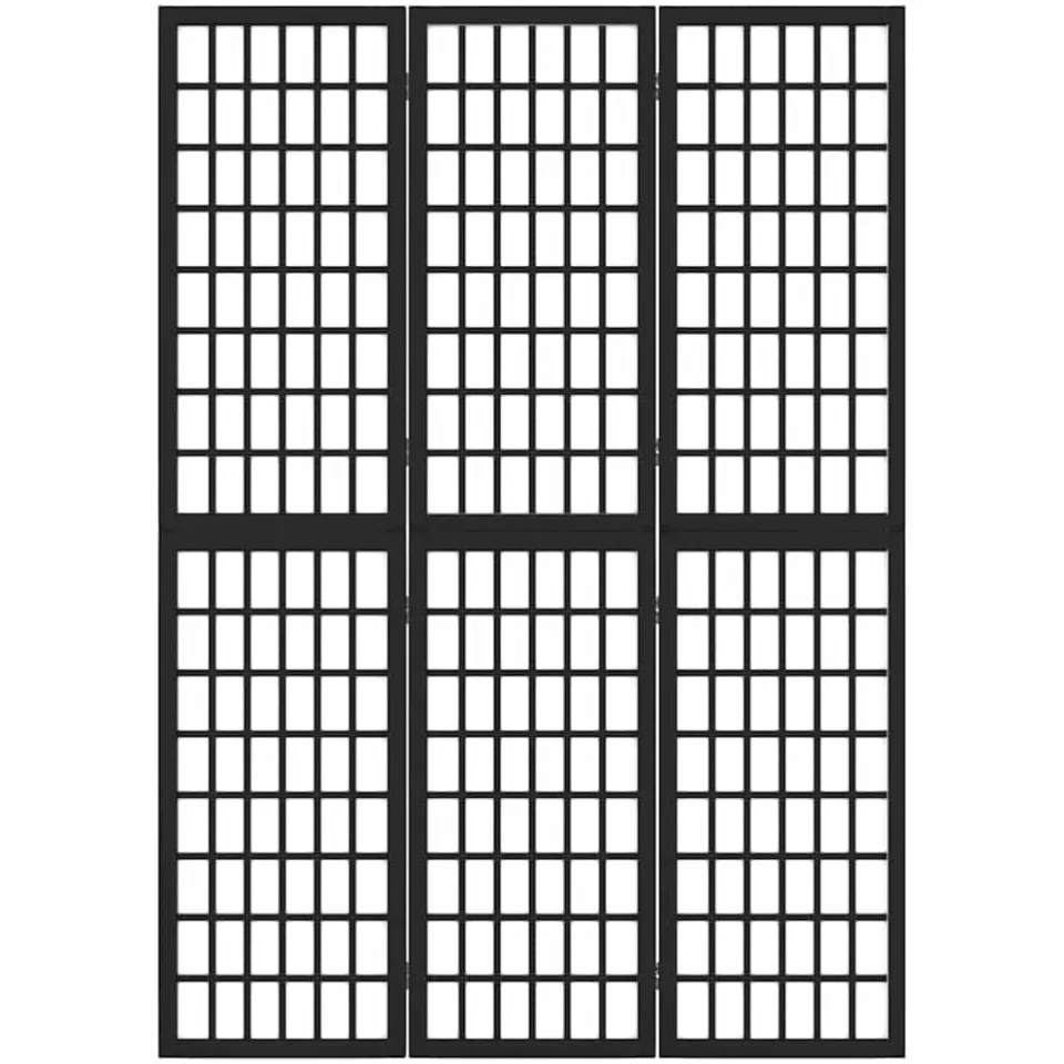 vidaXL Kamerscherm inklapbaar 3 panelen Japanse stijl 120x170 cm zwart