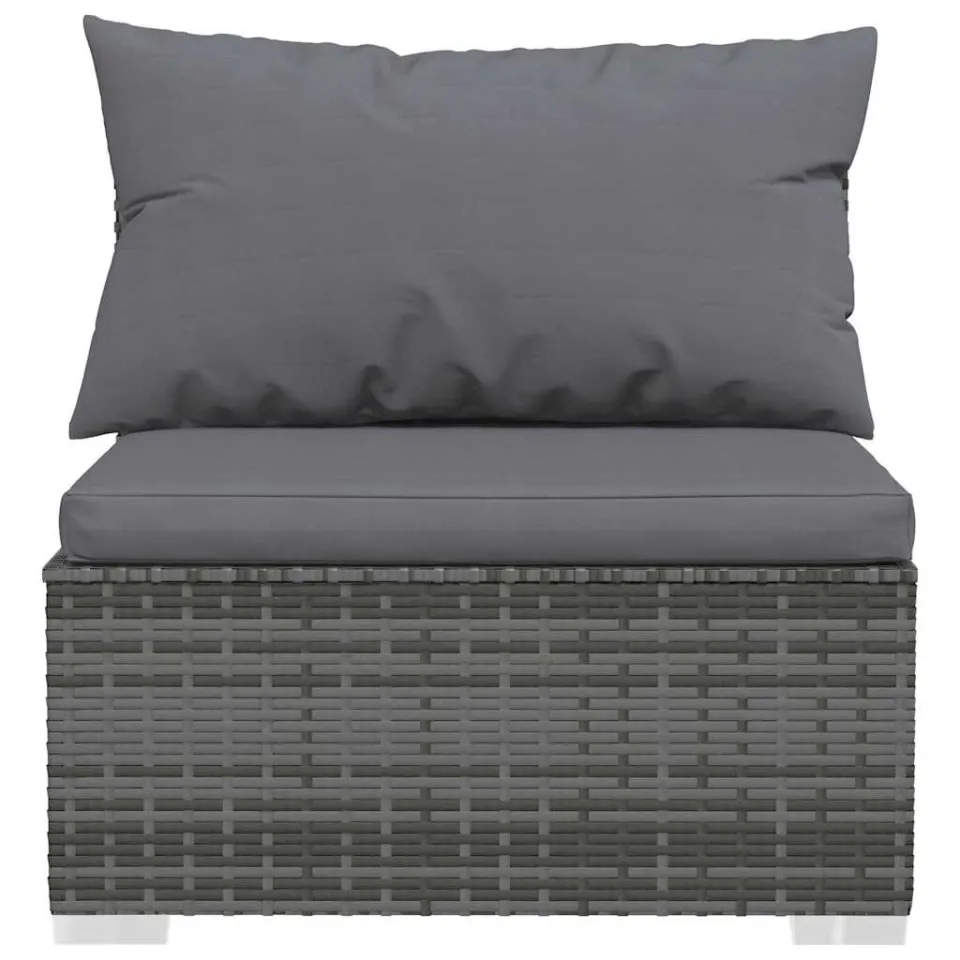vidaXL 8-delige Loungeset met kussens poly rattan grijs, foto 4