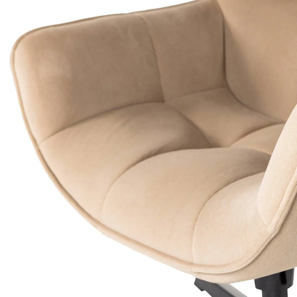 WOOOD Wibo Draaifauteuil - Velvet - Mat Zand - 94x71x83, foto 5