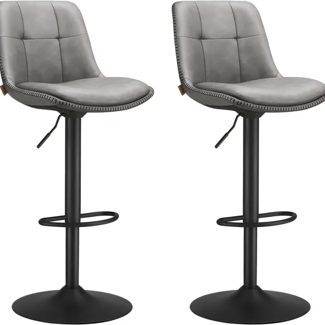 Songmics Barkruk – Set van 2 – Met voetenbank – Duifgrijs