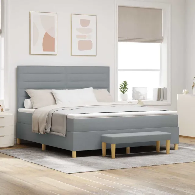 vidaXL Boxspring bed met hoofdeinde Lichtgrijs 200 x 180 cm Stof