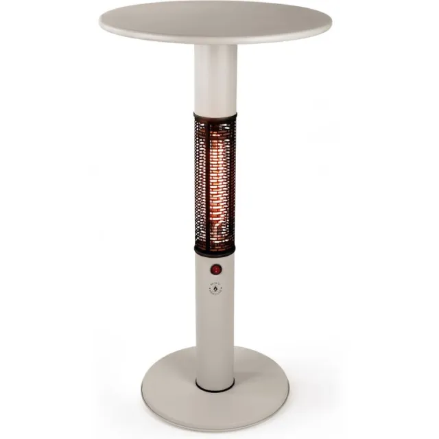Monti HeatLine Vibe bartafel met terrasverwarmer 1500W ø60cm (h: 110cm) Taupe