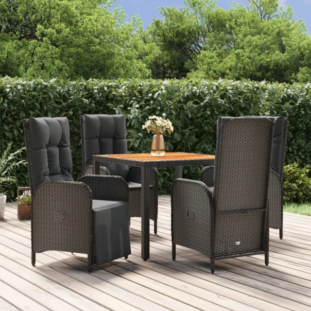 vidaXL 5-delige Tuinset met kussens poly rattan zwart, foto 2